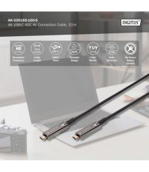 Digitus Кабель USB-C UHD 4K, AOC hybrid-fiber, type C M/M, 10м, черный