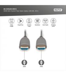 Digitus Кабель HDMI UHD 8K, AOC hybrid-fiber, type A M/M, 30м, черный