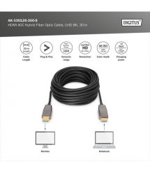Digitus Кабель HDMI UHD 8K, AOC hybrid-fiber, type A M/M, 30м, черный
