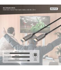Digitus Кабель HDMI UHD 8K, AOC hybrid-fiber, type A M/M, 30м, черный