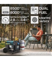 Könner & Söhnen Генератор газобензиновый инверторный KS 8100iEG 1/3, 230/400В, 8-8.5кВт, электростартер, 68кг