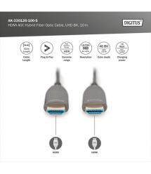 Digitus Кабель HDMI UHD 8K, AOC hybrid-fiber, type A M/M, 10м, черный