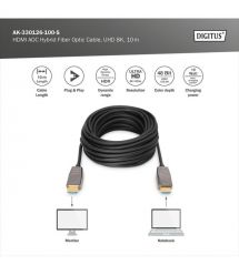Digitus Кабель HDMI UHD 8K, AOC hybrid-fiber, type A M/M, 10м, черный