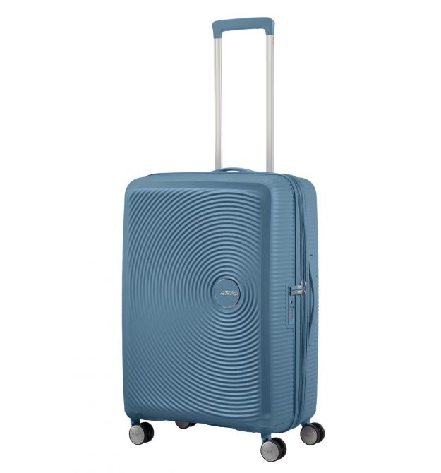 American Tourister Валіза American Tourister, Soundbox, поліпропілен, середня, 67см, 71.5/81л, TSA, 4 колеса, EXP, сіро-синій