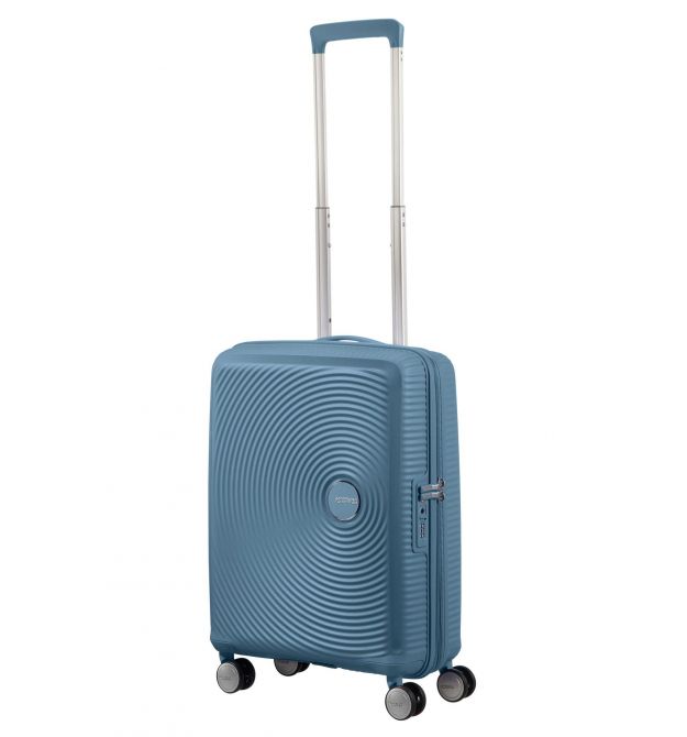 American Tourister Валіза American Tourister, Soundbox, поліпропілен, мала, 55см, 35.5/41л, TSA, 4 колеса, EXP, сіро-синій