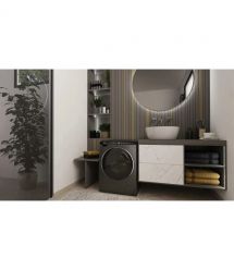 Haier Стиральная машина фронтальная, 5кг, 1200, A, 42/3см, дисплей, инвертор, люк черный, Wi-Fi, высота 70см, серебристый