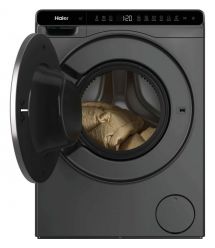 Haier Стиральная машина фронтальная, 5кг, 1200, A, 42/3см, дисплей, инвертор, люк черный, Wi-Fi, высота 70см, серебристый