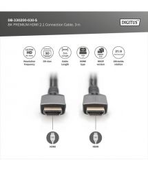 Digitus Кабель HDMI (M/M), 8K, Ultra High speed/Ethernet, 3м, черный