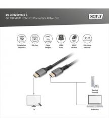 Digitus Кабель HDMI (M/M), 8K, Ultra High speed/Ethernet, 3м, черный