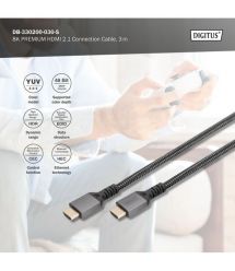 Digitus Кабель HDMI (M/M), 8K, Ultra High speed/Ethernet, 3м, черный