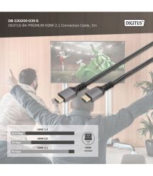 Digitus Кабель HDMI (M/M), 8K, Ultra High speed/Ethernet, 3м, черный