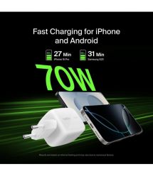 Belkin Зарядний пристрій мережевий Belkin 70Вт 2хUSB-С/USB-A GAN PD PPS, білий