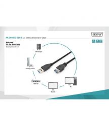 Digitus Кабель USB 3.0 (AM/AF) 1.8м, черный