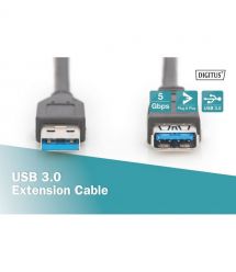 Digitus Кабель USB 3.0 (AM/AF) 1.8м, черный