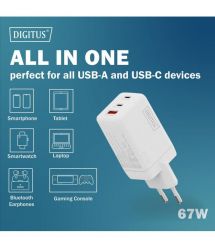 Digitus Зарядное устройство GaN 2хUSB-C, 1хUSB-A, 67W