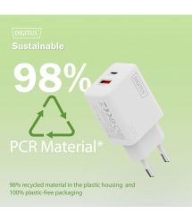 Digitus Зарядное устройство GaN 1хUSB-C, 1хUSB-A, 30W
