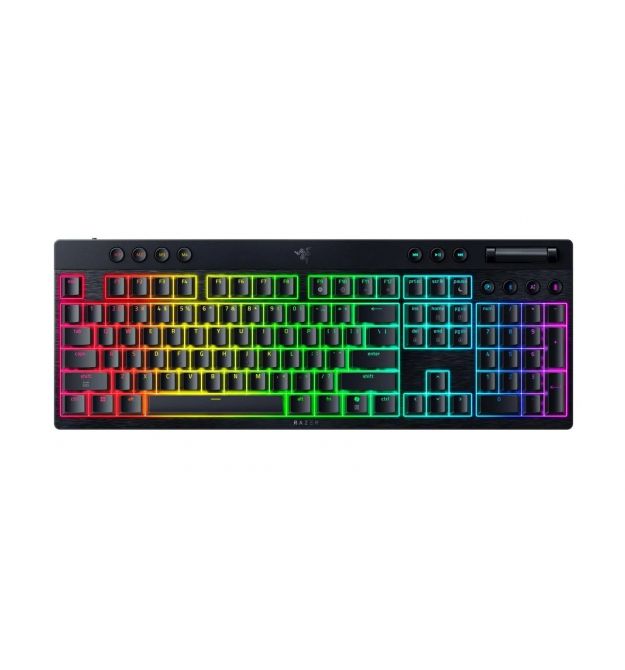 Razer Razer Keyboard mechanical BlackWidow V4 Low-profile HyperSpeed, 104key, Green Switch, USB-A/WL/BT, EN, RGB, black