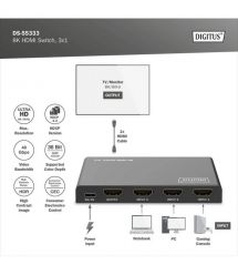 Digitus Видеокоммутатор UHD HDMI (INx3 - OUTx1), 8K