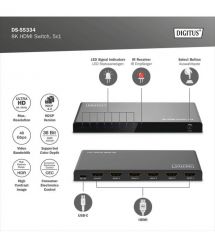 Digitus Видеокоммутатор UHD HDMI (INx5 - OUTx1), 8K