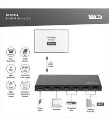 Digitus Видеокоммутатор UHD HDMI (INx5 - OUTx1), 8K
