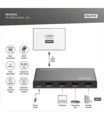 Digitus Видеокоммутатор UHD HDMI (INx3 - OUTx1), 4K