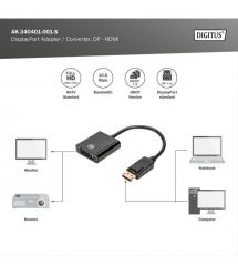 Digitus Адаптер DP 1.1 - DVI Full HD, M/F, 0.15м