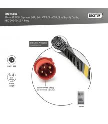 Digitus Устройство распределения электропитания 0U, 24xC13, 3xC19, 3x16A, 250V, вилка IEC 60309 3ph