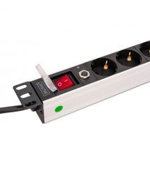 Digitus Устройство распределения питания 1U, 8xSchuko, 16A, 250V, выключатель, предохранитель, вилка Schuko