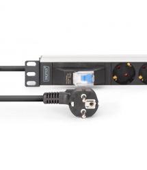 Digitus Устройство распределения питания 1U, 7xSchuko, 16A, 250V, автомат, вилка Schuko
