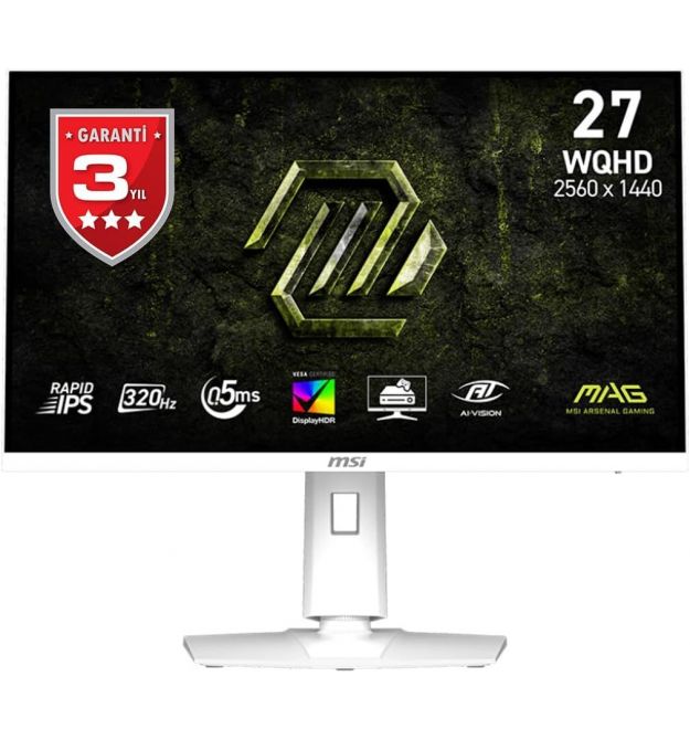 MSI Монітор MSI 27" MAG 274QRFW-X32 2xHDMI, DP, Audio, IPS, 2560x1440, 320Hz, 0.5ms, sRGB 129%, FreeSync, Pivot, HDR400, білий