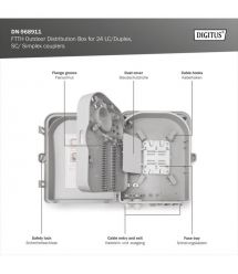 Digitus Распределительная коробка Outdoor FTTH, 24x SC/SX или LC/DX адаптеры, 24 сплайса
