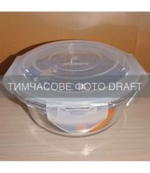 ARDESTO Контейнер для зберігання харчових продуктів Ardesto Gemini 0.4л, боросилікатне скло, пластик, круглий, прозорий