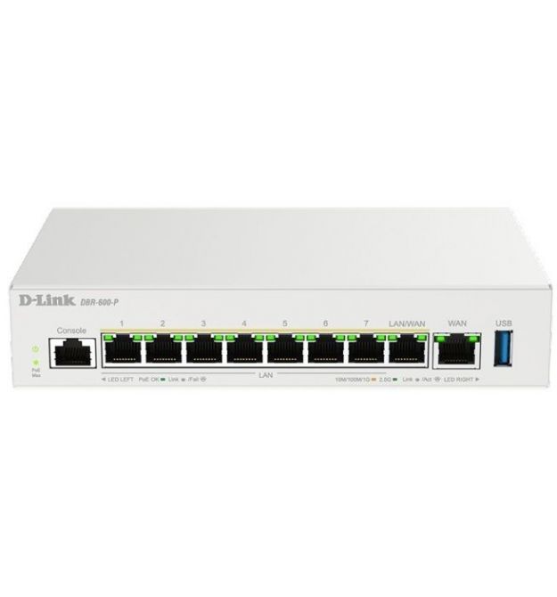 D-Link Мультисервисный Маршрутизатор DBR-600-P, 7x2.5GE LAN PoE, 1x2.5GE LAN/WAN PoE, 1x2.5GE WAN, 1xUSB 3.0, 120Вт