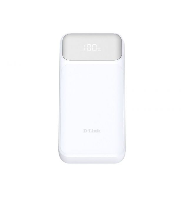 D-Link Аккумулятор портативний литій-ионний Power Bank 20000мАч, 65Вт PD 3.0, QC 3.0, 2xUSB-C, 1xUSB-A з дисплеем, белий