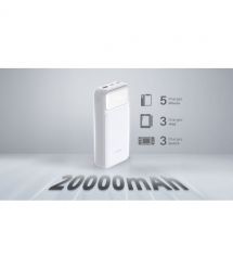 D-Link Аккумулятор портативний литій-ионний Power Bank 20000мАч, 65Вт PD 3.0, QC 3.0, 2xUSB-C, 1xUSB-A з дисплеем, белий