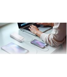 D-Link Аккумулятор портативний литій-ионний Power Bank 20000мАч, 65Вт PD 3.0, QC 3.0, 2xUSB-C, 1xUSB-A з дисплеем, белий