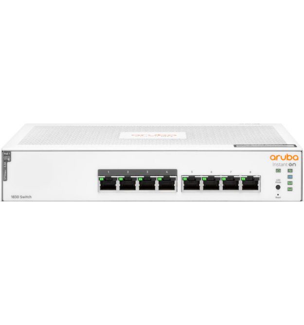 HPE Коммутатор Aruba Instant On 1830, 8xGE ports, PoE Class 4 65W (ports 1-4), LT Warranty