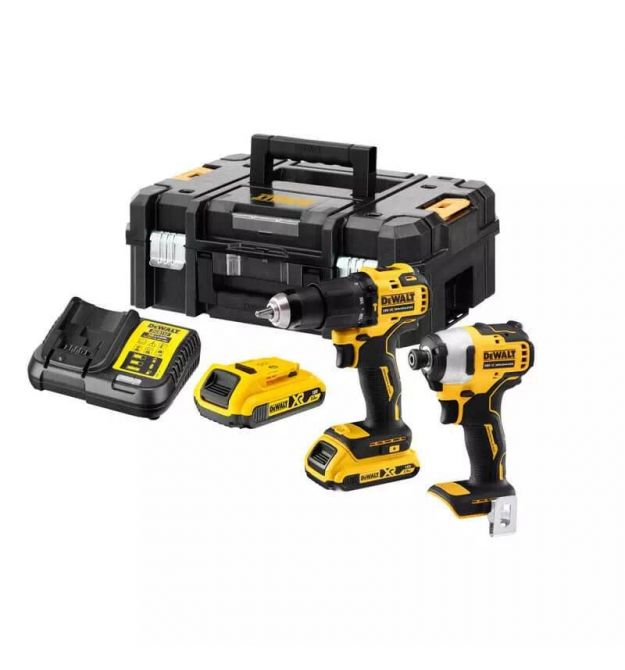 DeWALT DeWalt set of two brushless cordless tools 18V XR drill-screwdriver DCD709 impact screwdriver DCF80 battery 2x2A·h ZP an