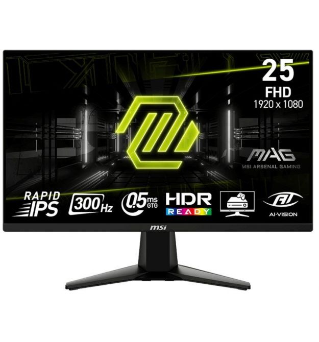 MSI Монітор MSI 24.5" MAG 255XF 2xHDMI, DP, Audio, IPS, 300Hz, 0.5ms, sRGB 120%, FreeSync