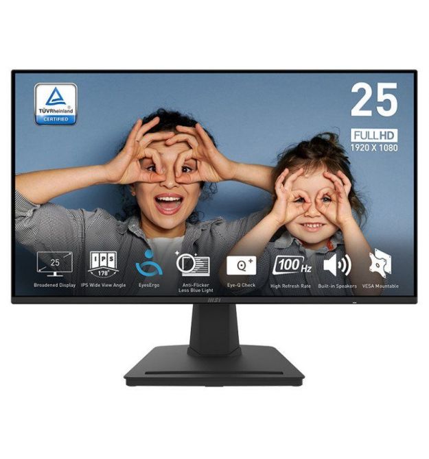 MSI Монітор MSI 24.5" PRO MP252 HDMI, DP, MM, IPS, 100Hz, 1ms, sRGB 100%, AdaptiveSync