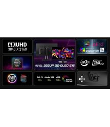 MSI Монітор MSI 31.5" MAG 322UP-E16 2xHDMI, DP, USB-C, Audio, QD-OLED, 3840x2160, 165Hz, 0.03ms, sRGB 138%, FreeSync, HAS