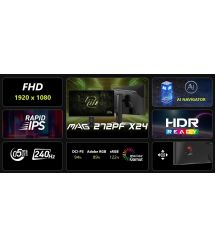 MSI Монітор MSI 27" MAG 272PF-X24 2xHDMI, DP, MM, IPS, 1920x1080, 240Hz, 0.5ms, sRGB 122%, AdaptiveSync, Pivot