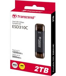 Transcend Портативний SSD Transcend 2TB USB 3.1 Gen 2 Type-A + Type-C ESD310 Чорний