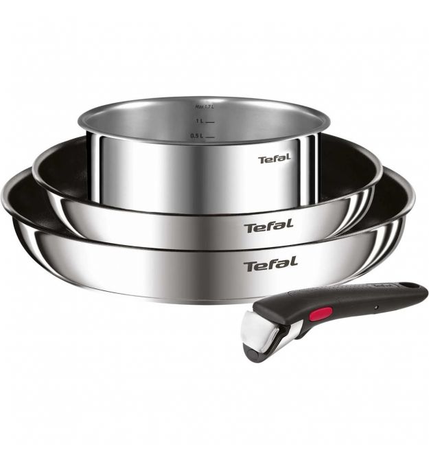 Tefal Набір посуду Tefal Ingenio Cook Eat, 4предмети, нержавіюча сталь, бакеліт, сталевий