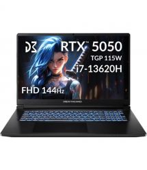 Dream Machines Ноутбук Dream Machines RG5050-17 17.3FHD IPS, Intel i7-13620H, 32GB, F2TB, NVD5050-8, DOS, чорний