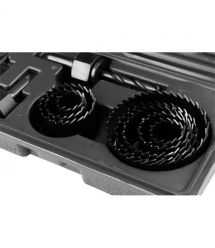 Graphite Коронки по дереву GRAPHITE 19, 22,29,32,38,44,51,64мм, 2 адаптери, кейс 12шт