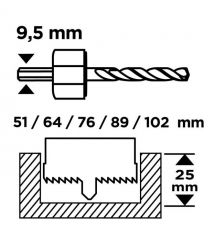 Graphite Коронки по дереву GRAPHITE 51,64,76,89,102мм, адаптер, кейс 8шт
