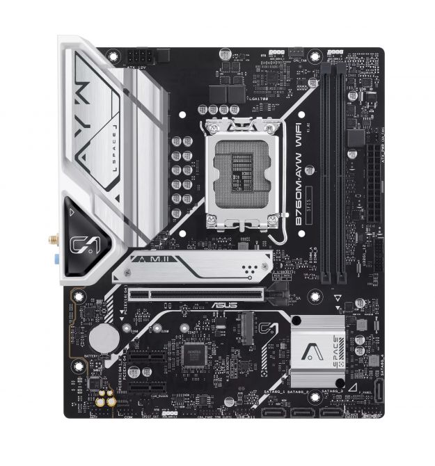 ASUS Материнcкая плата B760M-AYW WIFI-SI s1700 B760 2xDDR5 M.2 HDMI Wi-Fi BT mATX