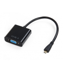 Конвертер micro HDMI (папа) на VGA(мама) 30cm, Black, 4K / 2K, Пакет