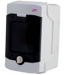 Щит пластиковый ETI ECH 4PT (наружный 1х4мод, дверь прозр, IP65)